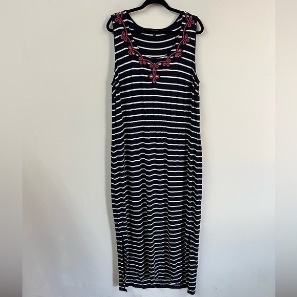 Talbots Embroidered Stripe Maxi Dress - Picture 4 of 14